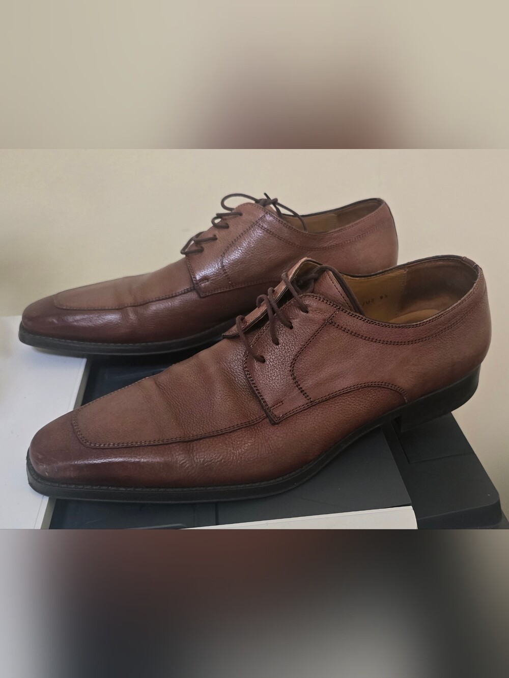 Magnanni Men's Brown Leather Lace-Up Oxford Dress Shoes US 9 EU 42